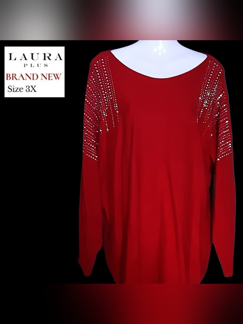 Laura Plus Red Embellished Long Sleeve Sweater - BRAND NEW WITH TAGS
